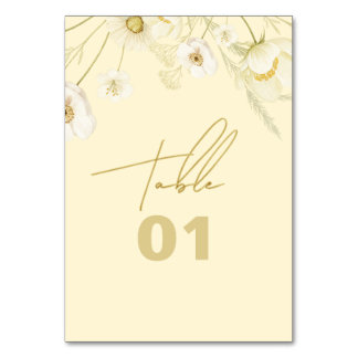 Numéro De Table Élégant mariage moderne botanique jaune beurre