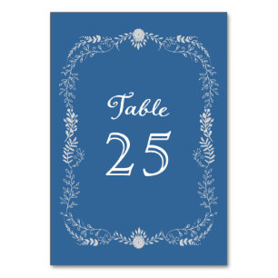 Numéro De Table Elégant Mariage monochromatique bleu et argent