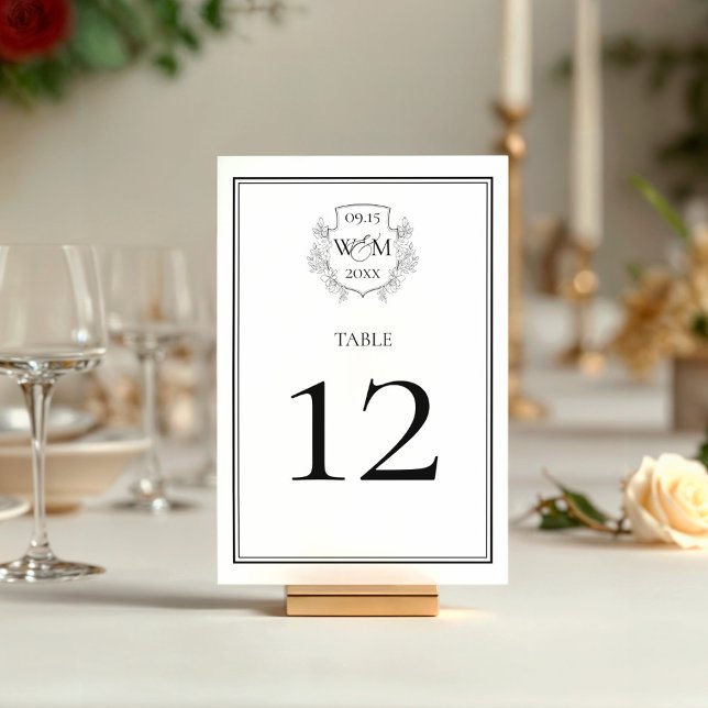 Numéro De Table Élégant Mariage Monogramme Vintage (Elegant Vintage Monogram Wedding Table Number)