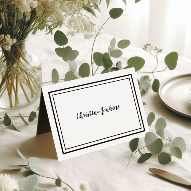 Numéro De Table Elégant mariage noir & blanc Guest Place Card (Elegant Custom Dinner Event or Wedding Black & White Guest Place Card )