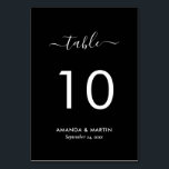 Numéro De Table Élégant Mariage noir et blanc<br><div class="desc">Carte de numéro de table de mariage noir et blanc personnalisée avec une police de script moderne. Éléments correspondants disponibles.</div>