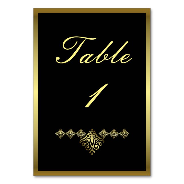 Numéro De Table Élégant Mariage noir et or (Par défaut)
