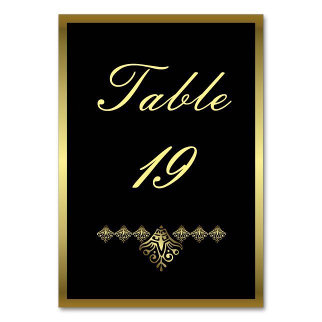 Numéro De Table Élégant Mariage noir et or numéro 19 (Par défaut)