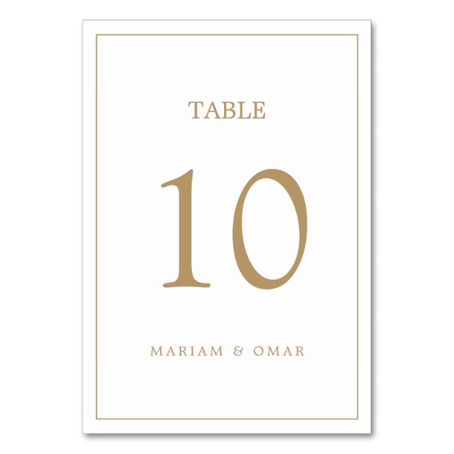Numéro De Table Élégant Mariage or frontière (Par défaut)