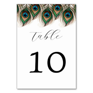 Numéro De Table Élégant Mariage Peacock