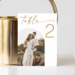 Numéro De Table Élégant mariage photo minimaliste simple<br><div class="desc">Élégant simple script minimaliste numéro de tableau mariage photo avec texte jaune moutarde. Veuillez me contacter si vous avez besoin d'autres articles.</div>
