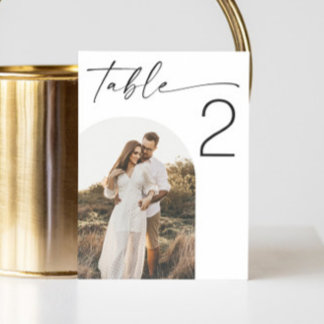 Numéro De Table Élégant mariage photo minimaliste simple