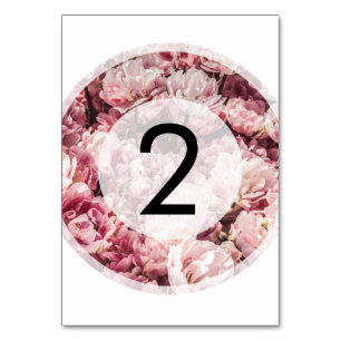 Numéro De Table Élégant Mariage Pink Peonies
