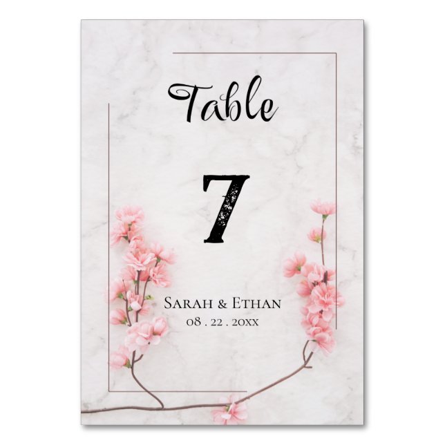 Numéro De Table Élégant Mariage Sakura rose fleuri cerisier (Par défaut)