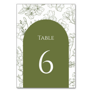 Numéro De Table Élégant Mariage végétal floral Sage vert