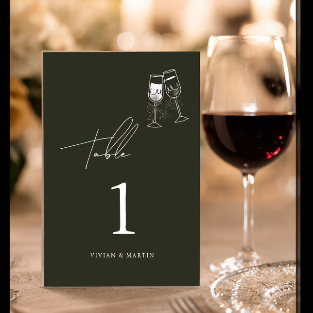 Numéro De Table Élégant mariage vert bois d'olive (Créateur téléchargé)