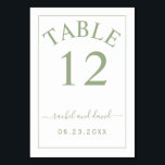 Numéro De Table Elégant mariage vert bordure vert<br><div class="desc">Rendez votre réception de mariage encore plus élégante avec ce numéro de table monochrome à la bordure verte étonnante. La bordure élégante ajoute une touche de classe à vos tables, tandis que le design monochrome garde les choses simples et chic. Et avec l'option de personnaliser avec votre numéro de table,...</div>
