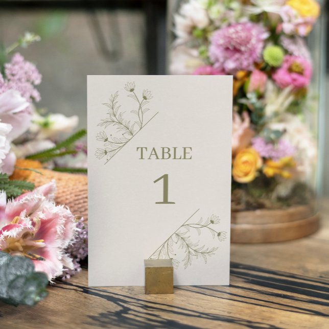 Numéro De Table Élégant Mariage vert de mousse de fleurs (Créateur téléchargé)