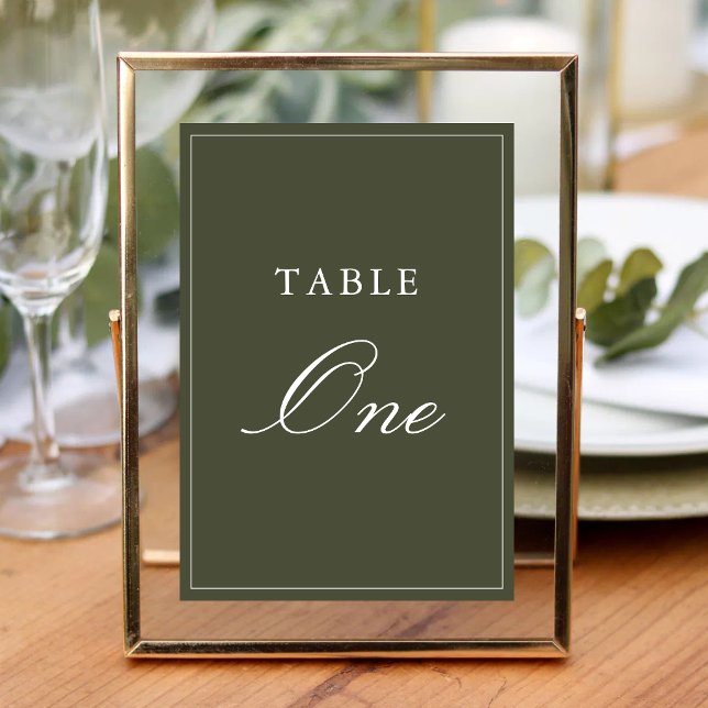 Numéro De Table Élégant Mariage Vert Poussiéreux Écriture Classiqu (Elegant dusty green script table numbers bring timeless style and effortless guest navigation.)