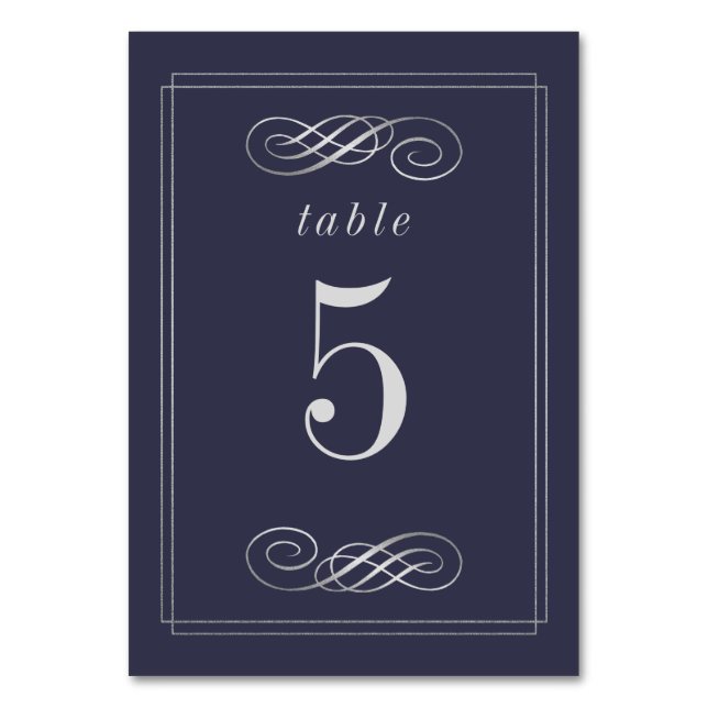 Numéro De Table Elégant Marine Blue Silver Mariage Numéros de tabl (Par défaut)