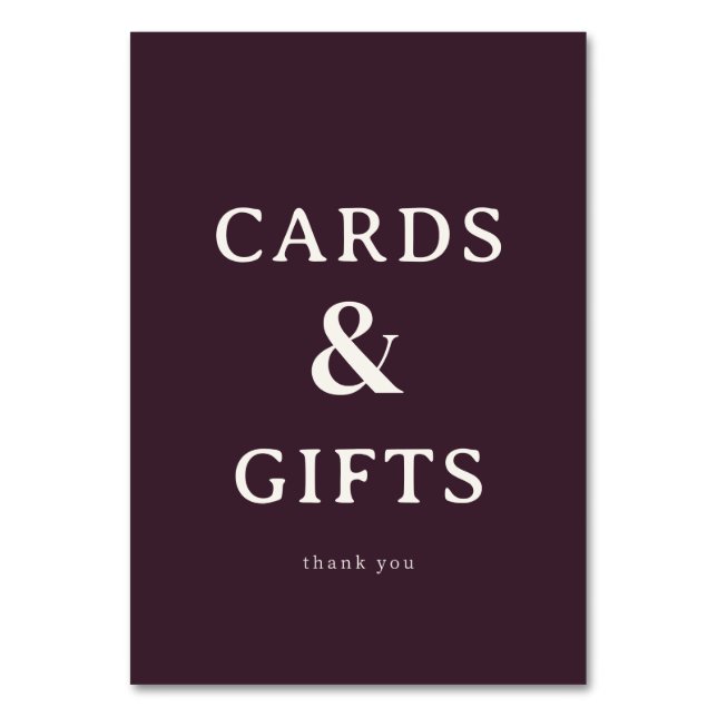 Numéro De Table Elegant Maroon Serif Gratitude Card (Par défaut)