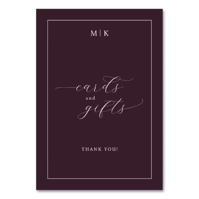 Numéro De Table Elegant Maroon Typographic Thank You Card (Par défaut)