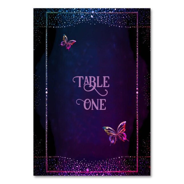 Numéro De Table Elégant Mauve et Mariage d'or (Dos)