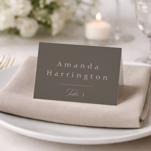 Numéro De Table Elegant Minimal Taupe Wedding Place Card  (Créateur téléchargé)