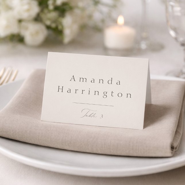 Numéro De Table Elegant Minimal Taupe Wedding Place Card  (Créateur téléchargé)