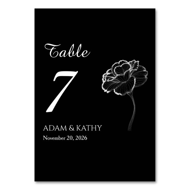 Numéro De Table Elegant Minimalist Black White Table Numbers (Par défaut)