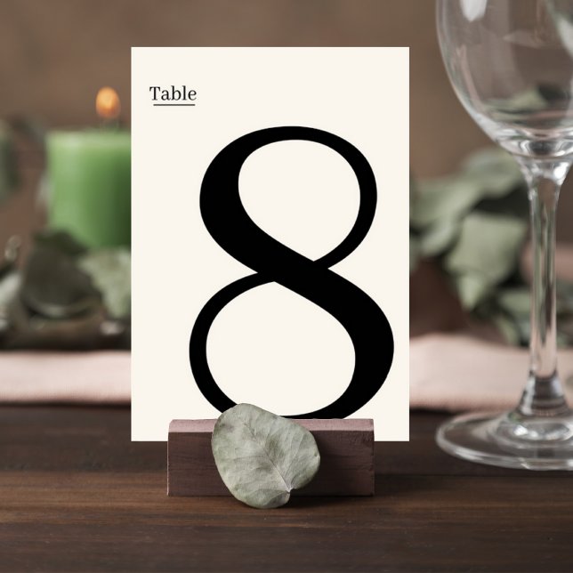 Numéro De Table Elegant Minimalist Wedding Table Number Card (Créateur téléchargé)