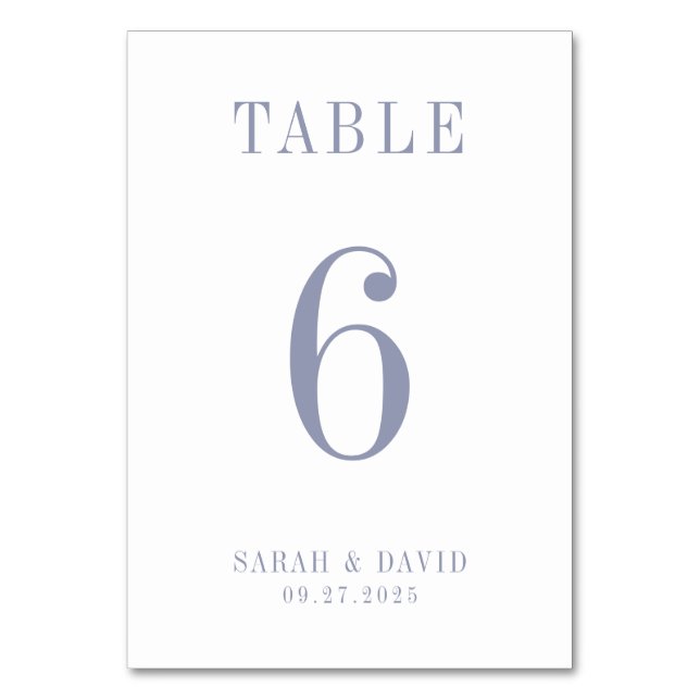 Numéro De Table Élégant minimaliste Mariage bleu poudre (Par défaut)