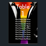 Numéro De Table Elegant Modern Gay Men Wedding Rainbow Guest List<br><div class="desc">The Gay Men Wedding Elegant Modern collection offers a complete suite of coordinating stationery and accessories designed for two grooms. Two grooms in classic black tuxedos against a vibrant rainbow Pride flag, with bold brush script typography that brings a retro-nostalgic edge to a modern celebration. Every piece is fully customizable...</div>