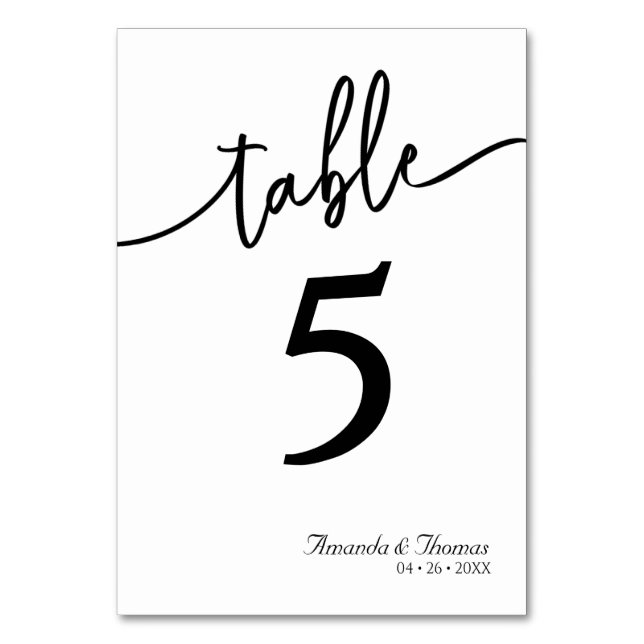 Numéro De Table Elegant Modern Minimalistic Table Card (Par défaut)