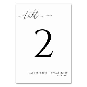 Numéro De Table Élégant moderne de calligraphie noire Mariage 2