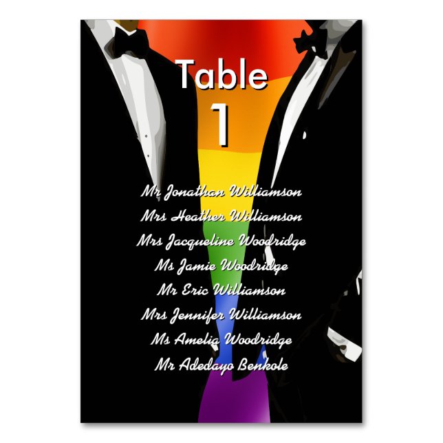 Numéro De Table Elégant moderne Hommes Gay Mariage Rainbow Invest  (Par défaut)