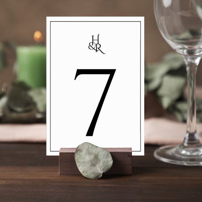 Numéro De Table Elegant Monogram Wedding Table Number Card (Créateur téléchargé)