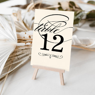 Numéro De Table Élégant Monogramme de Mariage Calligraphié en Ivoi