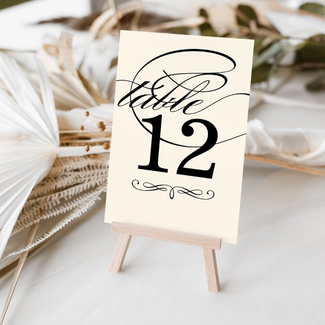 Numéro De Table Élégant Monogramme de Mariage Calligraphié en Ivoi (Créateur téléchargé)