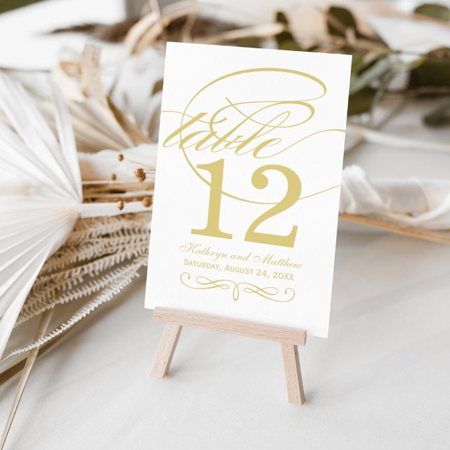 Numéro De Table Élégant monogramme de mariage en écriture calligra (Créateur téléchargé)