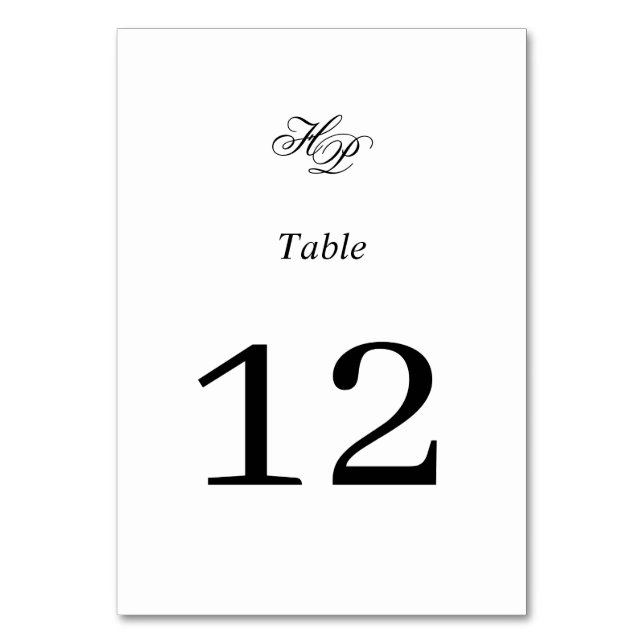 Numéro De Table Élégant Monogramme Mariage noir et blanc (Par défaut)