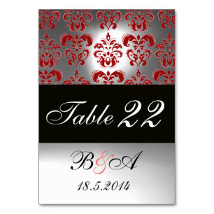 NUMÉRO DE TABLE ÉLÉGANT MONOGRAMME NOIR BLANC DE DAMASK