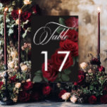 Numéro De Table Élégant Moody Blood Red Roses Floral<br><div class="desc">Offrez-vous une élégance intemporelle pour votre célébration d'inspiration gothique avec notre carte de numéro de table mariage captivante. Un arrière - plan noir doux est la toile parfaite pour un bouquet captivant mais sobre. Imaginez un arrangement de fleurs de rose rouge sang muet, où de riches teintes rouges se mêlent...</div>