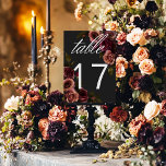 Numéro De Table Elégant Moody Muted Rust & Burgundy Floral Mariage<br><div class="desc">Offrez-vous une élégance intemporelle pour votre célébration d'inspiration gothique avec notre carte de numéro de table captivante. Un arrière - plan noir doux est la toile parfaite pour un bouquet captivant mais sobre. Imaginez un coin de fleurs roses muettes, où la rouille douce rouille et les riches teintes bordeaux se...</div>