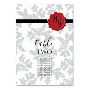 Numéro De Table Elégant Motif et sceau de cire Mariages invités