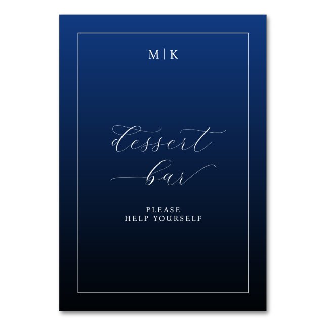 Numéro De Table Elegant Navy Dessert Bar Sign (Par défaut)