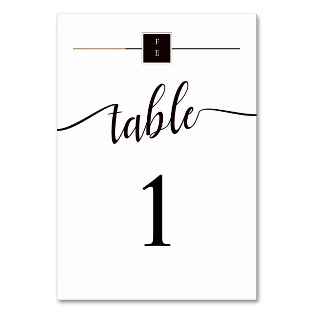 Numéro De Table Elégant Noir Blanc & Or Mariage Table Non (Par défaut)