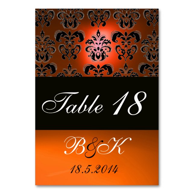 NUMÉRO DE TABLE ÉLÉGANT NOIR, BLANC ORANGE JAUNE DOMMASQUE MONOGRA (Dos)