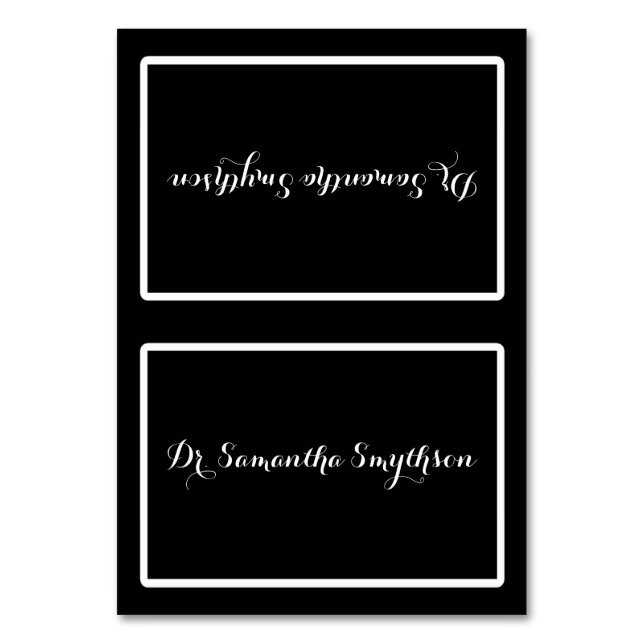 Numéro De Table Élégant noir et blanc Script Tented Siège (Par défaut)