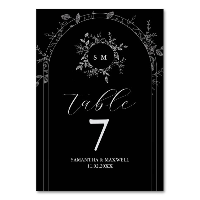 Numéro De Table Élégant noir luxe personnalisé  (Par défaut)