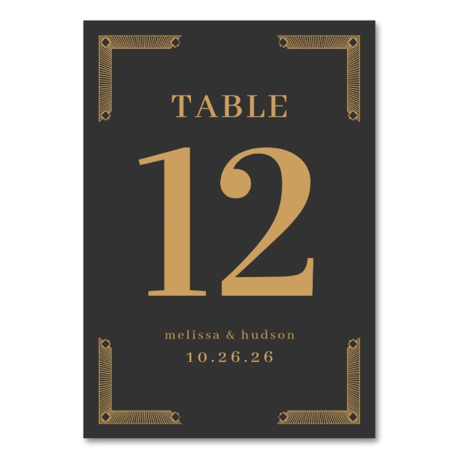 Numéro de table élégant noir or (Par défaut)
