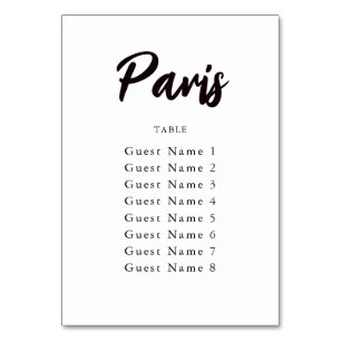 Numéro De Table Élégant nom de table personnalisée Assignation de