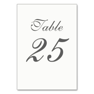 Numéro De Table Élégant nombre blanc et gris