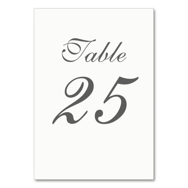 Numéro De Table Élégant nombre blanc et gris (Par défaut)