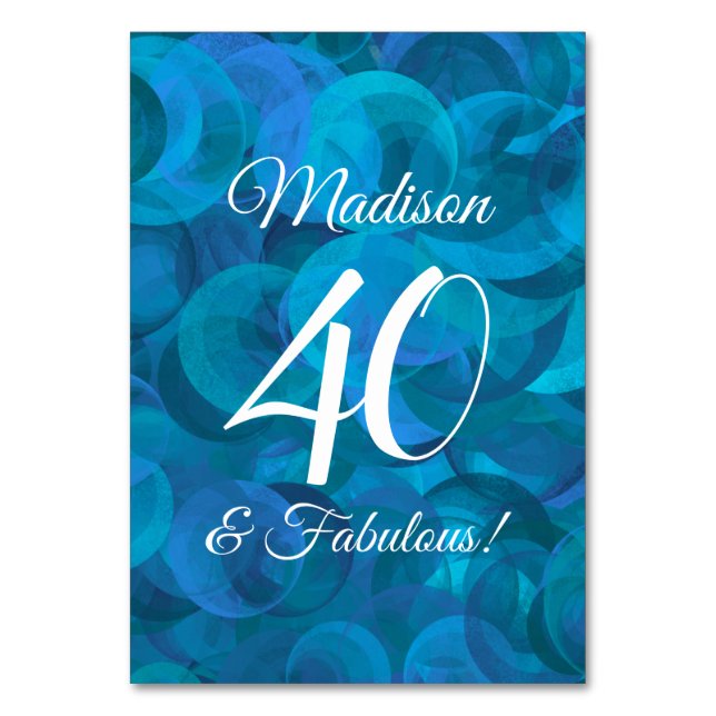 Numéro De Table Elégant Ocean Blue 40 et fabuleuse fête d'annivers (Par défaut)